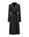 Roberto Collina Woman Coat Steel Grey Size M Wool, Linen, Nylon In Black