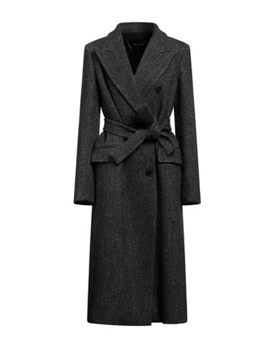 Roberto Collina Woman Coat Steel Grey Size M Wool, Linen, Nylon In Black