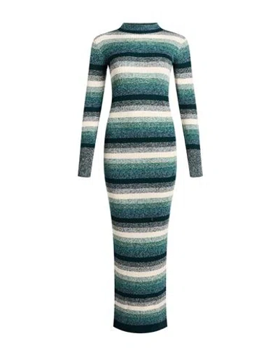 Roberto Collina Woman Maxi Dress Green Size S Merino Wool In Multi
