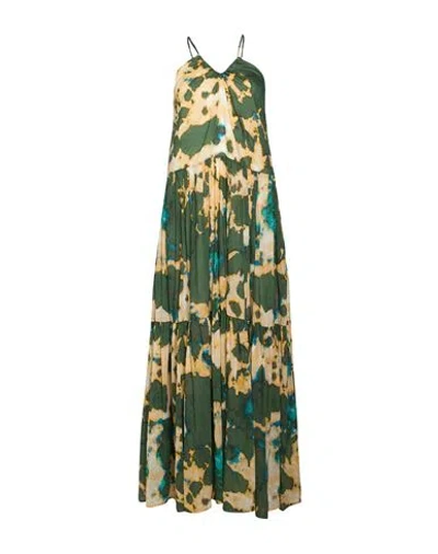 Roberto Collina Woman Maxi Dress Military Green Size Xs Cotton, Silk