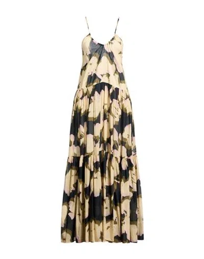 Roberto Collina Woman Maxi Dress Pastel Yellow Size S Cotton, Silk In Black