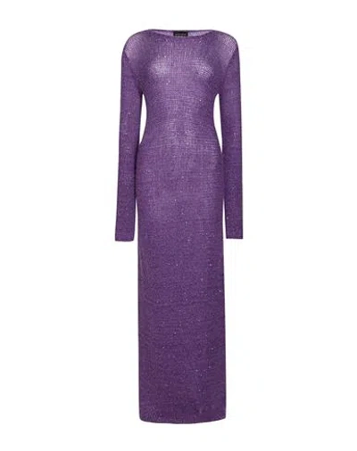 Roberto Collina Woman Maxi Dress Purple Size S Polyamide, Cashmere, Silk, Polyester