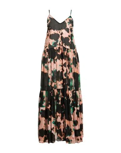 Roberto Collina Woman Maxi Dress Salmon Pink Size S Cotton, Silk In Multi