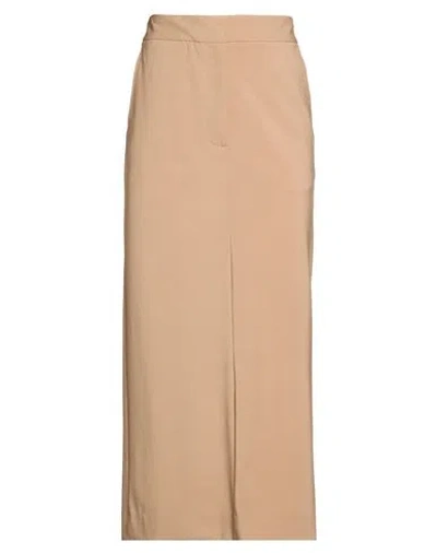 Roberto Collina Woman Maxi Skirt Camel Size M Merino Wool, Elastane In Brown