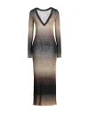 Roberto Collina Women's Black/sand Linen Blend Long Dress | Size Medium | T16033st16s In Beige