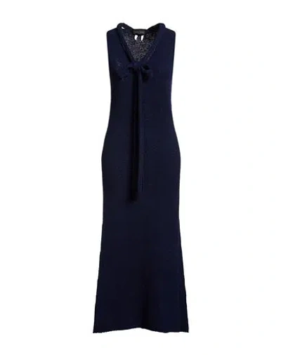 Roberto Collina Woman Midi Dress Blue Size S Merino Wool, Silk In Black