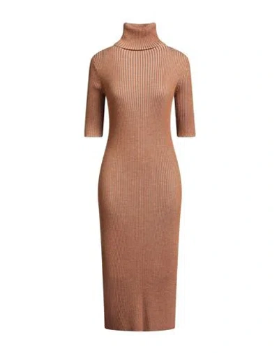 Roberto Collina Woman Midi Dress Camel Size M Merino Wool In Brown