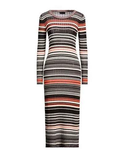 Roberto Collina Woman Midi Dress Dark Brown Size S Cotton, Nylon In Multi