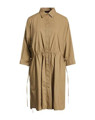 Roberto Collina Woman Midi Dress Khaki Size M Cotton In Brown