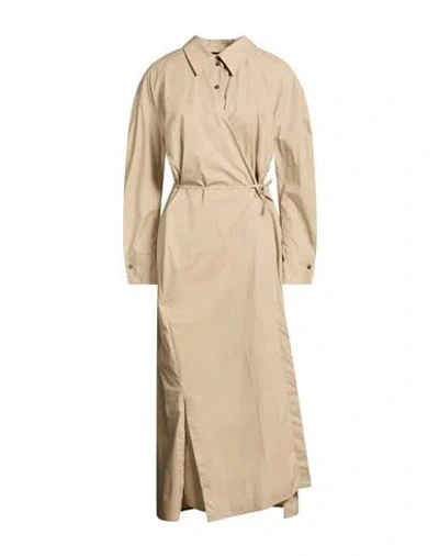 Roberto Collina Woman Midi Dress Khaki Size S Cotton In Neutral