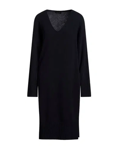Roberto Collina Woman Midi Dress Midnight Blue Size S Wool, Cashmere In Black