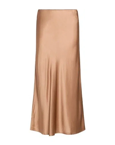 Roberto Collina Woman Midi Skirt Camel Size S Silk, Elastane In Brown