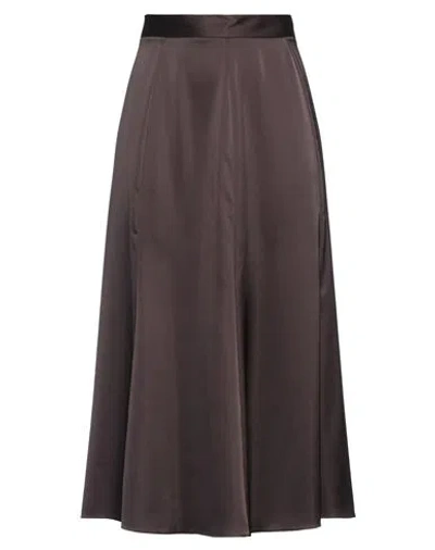 Roberto Collina Woman Midi Skirt Dark Brown Size S Polyester, Elastane