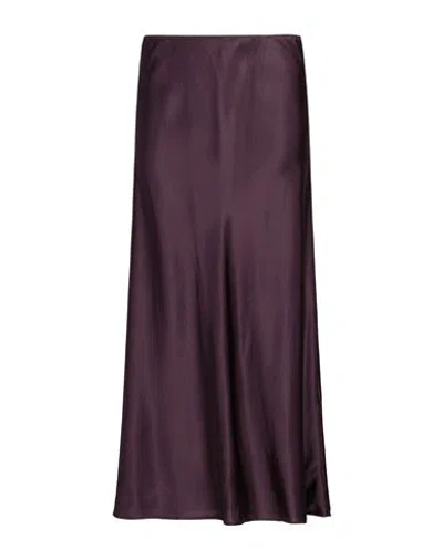 Roberto Collina Woman Midi Skirt Dark Purple Size L Silk, Elastane