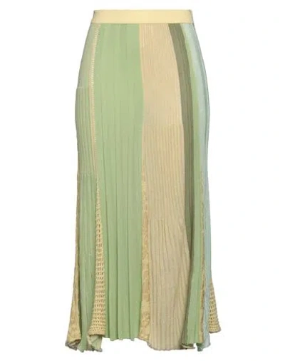 Roberto Collina Woman Midi Skirt Light Green Size Xs Cotton, Viscose, Linen, Polyester In Multi