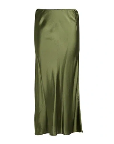 Roberto Collina Woman Midi Skirt Military Green Size S Silk, Elastane
