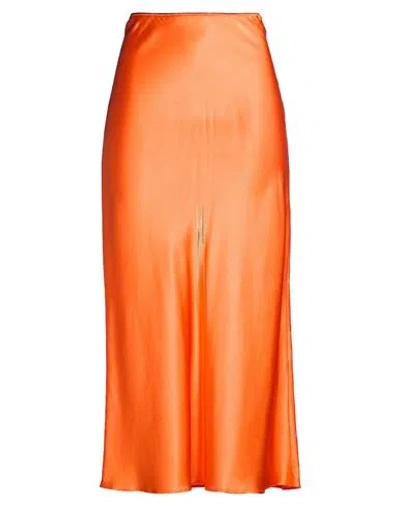 Roberto Collina Woman Midi Skirt Orange Size L Silk, Elastane