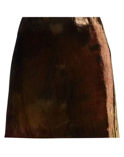 Roberto Collina Woman Mini Skirt Brown Size M Viscose, Polyamide