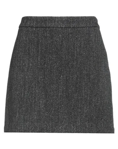 Roberto Collina Woman Mini Skirt Charcoal Size L Wool, Linen, Nylon In Gray