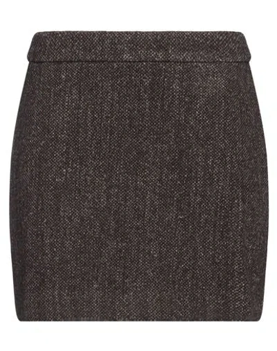 Roberto Collina High-waist Wool-blend Miniskirt In Brown