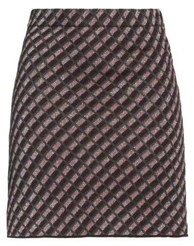 Roberto Collina Woman Mini Skirt Dark Brown Size S Wool, Metallic Polyester, Nylon