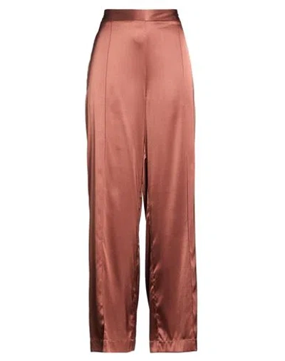Roberto Collina Woman Pants Brown Size M Silk, Elastane In Pink