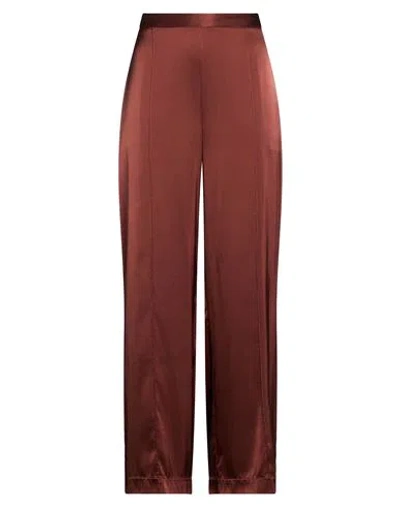 Roberto Collina Woman Pants Brown Size M Silk, Elastane