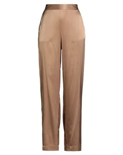 Roberto Collina Woman Pants Camel Size S Silk, Elastane In Brown