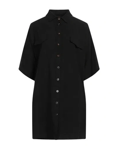 Roberto Collina Woman Shirt Black Size M Viscose, Linen