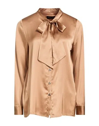 Roberto Collina Woman Shirt Camel Size S Silk, Elastane In Gold