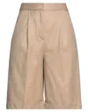 Roberto Collina Woman Shorts & Bermuda Shorts Camel Size S Virgin Wool In Beige