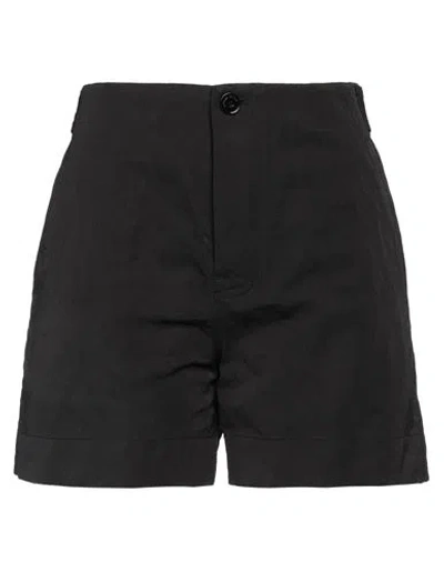 Roberto Collina Woman Shorts & Bermuda Shorts White Size M Polyester, Linen In Black