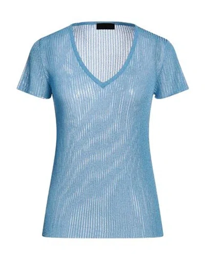 Roberto Collina Woman Sweater Azure Size S Viscose, Metallic Polyester In Blue