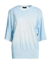 Roberto Collina Woman Sweater Azure Size Xl Linen, Polyester In Blue
