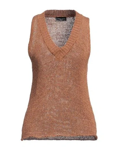 Roberto Collina Woman Sweater Brown Size L Cotton, Polyamide