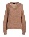 Roberto Collina Woman Sweater Camel Size M Baby Alpaca Wool, Nylon, Wool In Brown