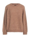 Roberto Collina Woman Sweater Camel Size M Baby Alpaca Wool, Recycled Nylon