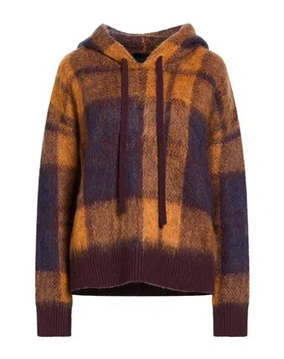Roberto Collina Woman Sweater Dark Purple Size M Merino Wool, Mohair Wool, Polyamide In Brown