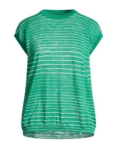 Roberto Collina Woman Sweater Green Size L Linen, Polyester, Cotton, Elastane