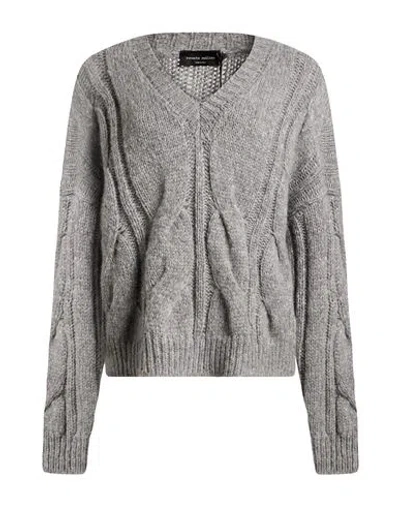 Roberto Collina Woman Sweater Grey Size L Baby Alpaca Wool, Nylon, Wool In Gray