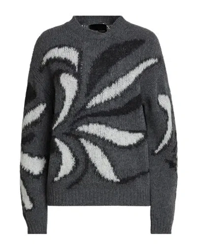 Roberto Collina Woman Sweater Grey Size M Merino Wool, Mohair Wool, Polyamide In Gray