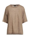 Roberto Collina Woman Sweater Khaki Size M Linen, Polyester In Brown