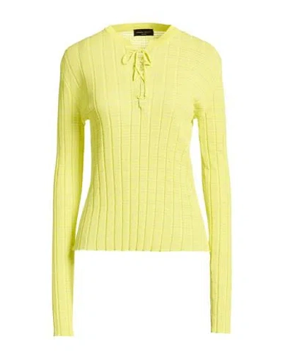 Roberto Collina Woman Sweater Lime Green Size L Cotton, Polyamide In Yellow