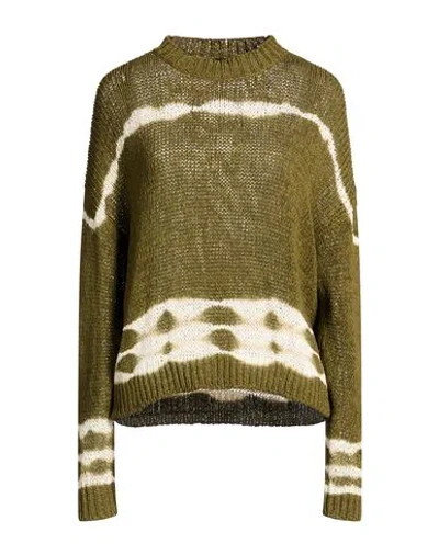 Roberto Collina Woman Sweater Military Green Size L Cotton, Polyamide