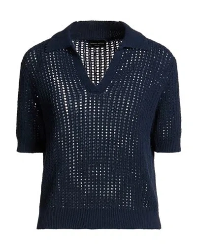 Roberto Collina Woman Sweater Navy Size L Cotton, Acrylic In Blue