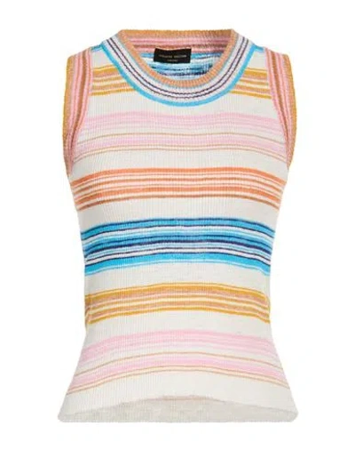 Roberto Collina Woman Sweater Off White Size S Linen, Polyester In Multi