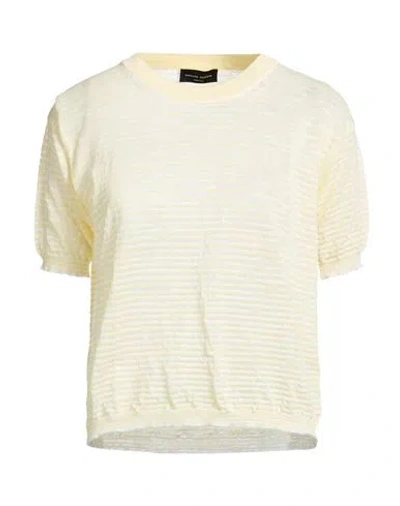 Roberto Collina Woman Sweater Pastel Yellow Size L Cotton, Linen, Polyester