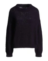 Roberto Collina Woman Sweater Plum Size L Baby Alpaca Wool, Nylon, Wool In Purple