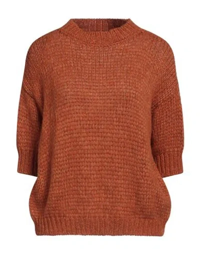 Roberto Collina Woman Sweater Rust Size L Baby Alpaca Wool, Nylon, Wool In Red