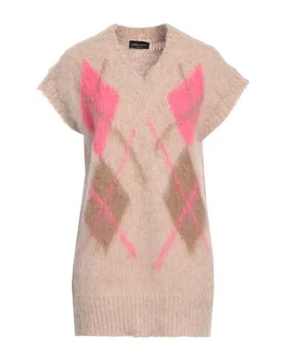 Roberto Collina Woman Sweater Sand Size L Baby Alpaca Wool, Nylon, Wool In Pink